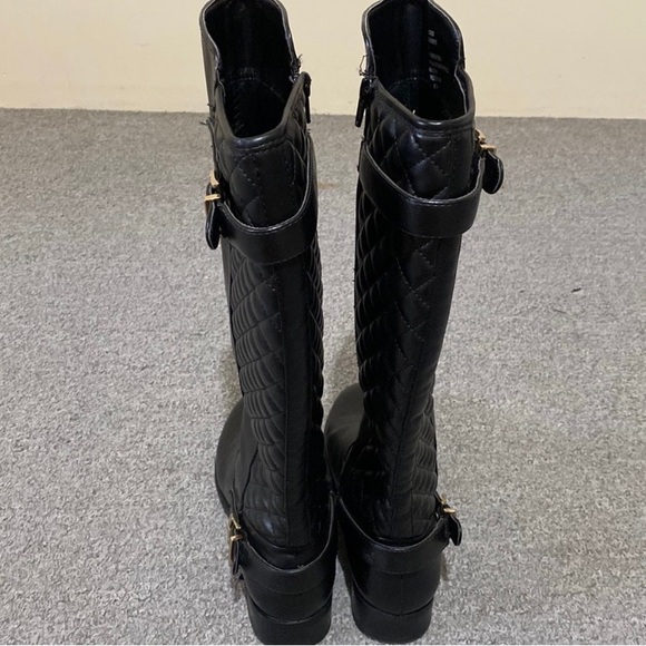 Black Quilted Knee High Winter Boots Women Size 9 - Picture 4 of 14